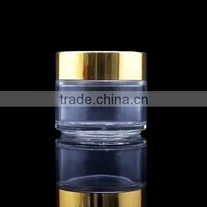 Stock 100gram Cosmetic Clear Jar With Aluminum Gold Lids thumbnail-2