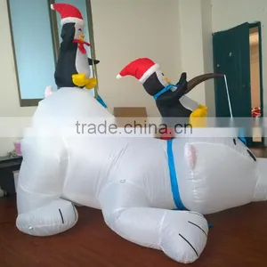 DJ-XT-48 Illuninate Inflatable Polar Bear With Fishing Penguins Outdoor Christmas Display thumbnail-3