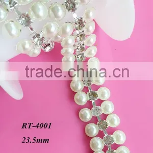 NEW Crystal Rhinestone Pearls Trimming / Headband Rhinestone Trim / Bridal Dresses Crystal Trim Wholesale(RT-4001) thumbnail-1