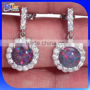 Opal Jewelry Factory Custom Wholesale 925 Sterling Silver Synethic Opal Earrings,Earrings With Opal Stone thumbnail-2
