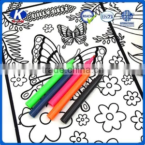 2016 New Style Flocked Cloth Coloring Book Set With 6pcs Water Color Pen for Kids Quality Choice thumbnail-1