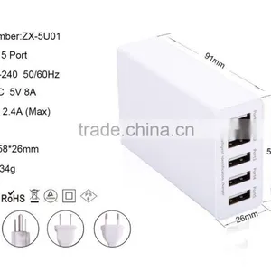 Wholesale 40W 5V/8A 5-PORT USB Charger thumbnail-1