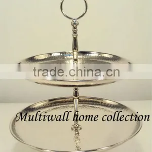 Silver Plated Cake Stands, Silver Fruit Stand, Wedding Cake Stand, Metal 2 Tier Cake Stand, Silver Biscuit Stand thumbnail-1