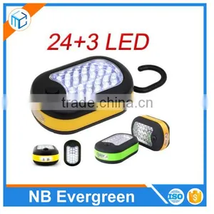 Magnetic Compact 24 LED Work Light + 3 LED Flashlight With Hook thumbnail-1