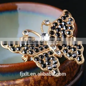 Brass Cooper Butterfly Rhinestone Brooch thumbnail-5