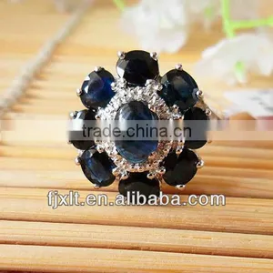 New Arrival Hot Style Genuine Sapphire 925 Sterling Silver Jewelry Ring thumbnail-1