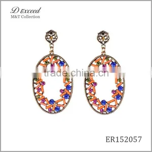 Wholesale Jewelry New Designs Ladies/Women's Ethnic Resin Earrings Oval Piercing Gold/Silver Plating Dangle Earrings thumbnail-2