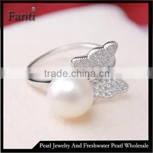 Freshwater Pearl Ring 925 Silver Freshwater Pearl Butterfly Ring thumbnail-1