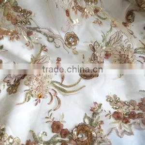Elegant Wedding Dress African Net Lace Fabric thumbnail-1