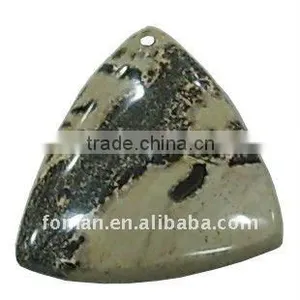 40mm Triangle African Yellow Jasper Loose Gemstone Pendant thumbnail-1