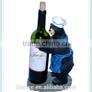 Black Bear Shape Resin Wine Bottle Display Stand thumbnail-1