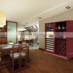 Wooden Glass Display Cabinet Wine Showcase Fridge, Red Wine Oak Cooler thumbnail-1