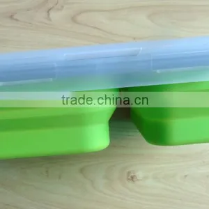 3 Compartment Portable Collapsible Silicone Food Storage Container With Lid thumbnail-6
