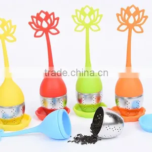 HQ Silicone & Stainless Steel Lotus Design Flower Infuser Tea Strainer thumbnail-6