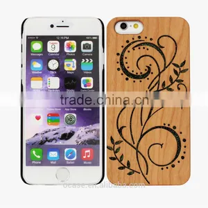 Chinese Style Engrave Flower Pattern Real Wood Phone Case For Iphone 5 Case. thumbnail-1
