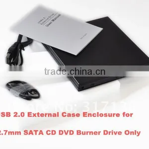 New 12.7mm USB 2.0 Slim External Case Enclosure for SATA CD DVD RW Burner Drive thumbnail-1