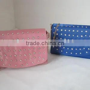 Satin Flap Bag With Diamonds. Diamond Bag thumbnail-1