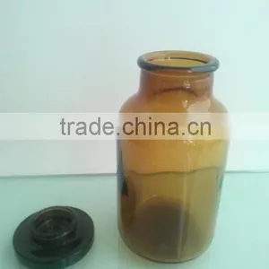 500ml Antique Apothecary Jar Amber With Seal Lid , Glass Jar With Lid thumbnail-4