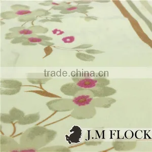 Blue Flower Pattern Print Flock Knitting Fabric /flocking Fabric Waterproof/flocked Printed Velvet Fabric thumbnail-3