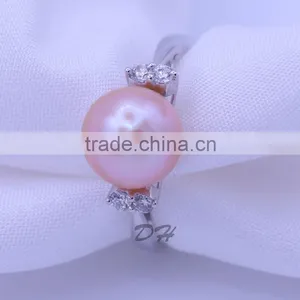 Charm Lignt Pink Pearl Rings Silver Sterling Pearl Rings Jewelry thumbnail-1