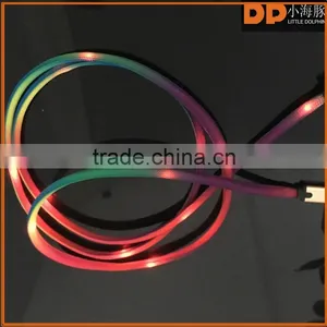 Visible Flash Light LED Usb Cable Shoelace 2 in 1 Charging Cable for Iphone Charger thumbnail-1