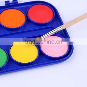 Detail Solid Watercolor Cake Set, 12Color Samll Palette With Wood Handle Paint Brushes For Children Student Drawing Watercolor thumbnail-4