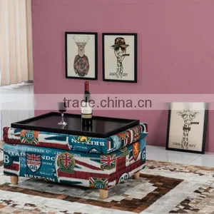 China Suppier Fabric Square Ottoman Stool thumbnail-4