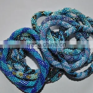 Hand Crochet Rollover Glass Bead Bracelets thumbnail-1