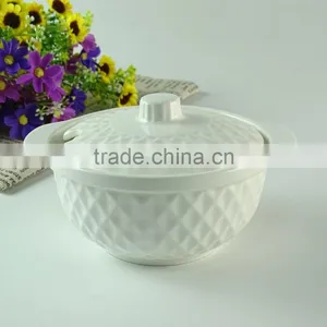 Stocked White Porcelain Soup Tureen With Porcelain Lid and Heat Resistance Handles Cooking Tureen for Home Use thumbnail-1