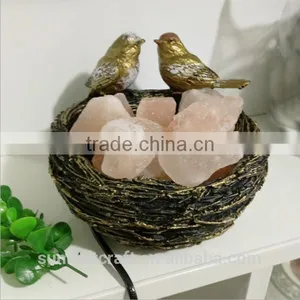 Resin Bird Nest Shaped Rock Natural Crystal Salt Lamps thumbnail-1