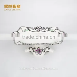 Stock Ceramic Candy Dish Golden ,ceramic Plate ,silver Golden Fruit Tray thumbnail-2