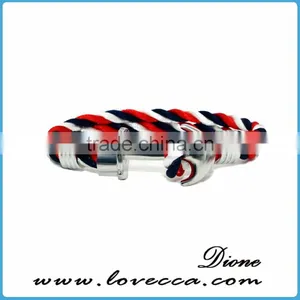 Gentleman Permanent Blue and Red Color Rope Stainless Steel Bracelet Anchor thumbnail-1