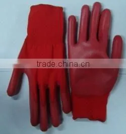 Glove .13G Red Nylon With Red pu Coated . Pu Gloves thumbnail-1