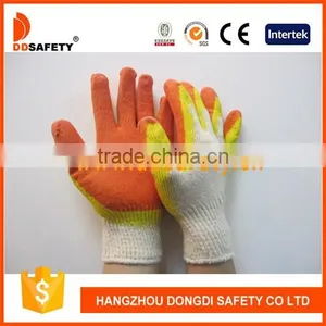 DDSAFETY 10 Gauge Beige T/C Shell Red Mixed Yellow Latex Coated Work Gloves thumbnail-1