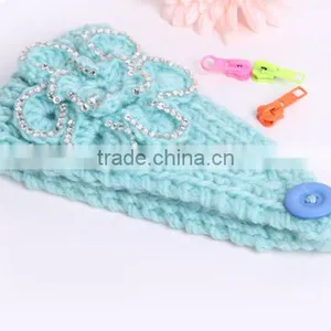 STOCK Wholesale Crystal Crochet Head Wraps Crochet Flower Knit Headwrap thumbnail-6