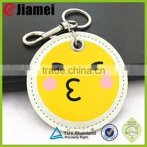 Round Shape Emoji Custom Print pu Leather Keychain thumbnail-1