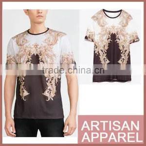 2015 Hot Sale Campaign Crew Neck Gold Pattern Printed T Shirt 100% Cotton With Custom Label thumbnail-1