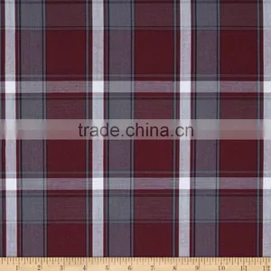 Poly/Cotton Uniform Plaid Maroon/Gray/White Fabric thumbnail-1