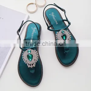 Wholesale Crystal Ladies Flat Shoes Sandals Women 2017 thumbnail-3