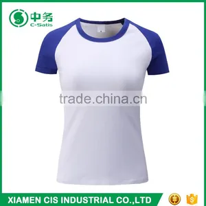 2017 New Design 200gsm Lycra Cotton Short Sleeve White T Shirt for Women thumbnail-4