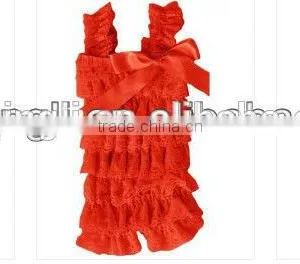 2015 Multiolour Wholesale Baby Plain Lace Ruffle Cute Cheap Rompers With Bow Baby Lace Romper thumbnail-1