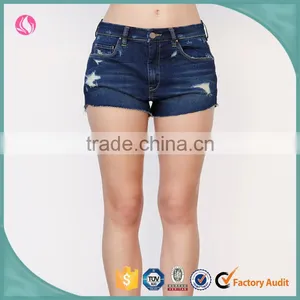 2016 Fancy Hot Shorts Womens Navy Washed Denim Sexy Shorts thumbnail-4