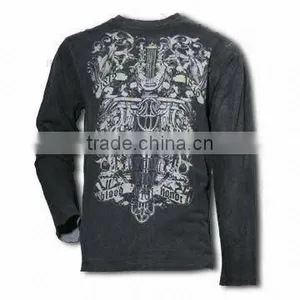Men's Long-sleeve T-shirt, Made of 100% Cotton Jersey, Large Printing Logo, Various Colors Available thumbnail-1