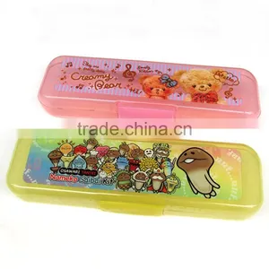 Curtom Logo Print Transparent Colorful Plastic Pencil Case Pen Boxes thumbnail-1