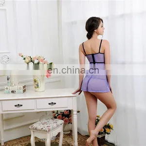 Ohyeah Purple Lace Sex Night Sleeping Dress for Women thumbnail-2