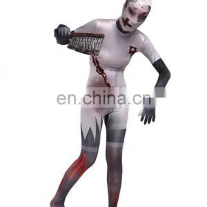 White Doctor Nurse Cosplay Costume Spandex Skin Suit thumbnail-1