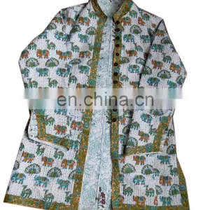 Designer Handmade Cotton Block Printed Reversible Jacket Blazer Formal Dress thumbnail-1
