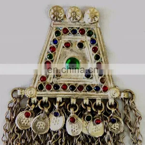 Afghani Silver Plated Necklace-Tribal Handmade Vintage Pendant thumbnail-2