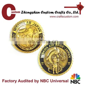Custom Japan Knight and Dragon Antique Gold Challenge Coin Maker thumbnail-1