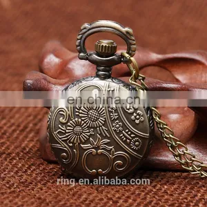 Antique Bronze Owl Pattern Enamel Round Pocket Watches thumbnail-4